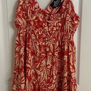 Angie Red and Cream Midi Dress